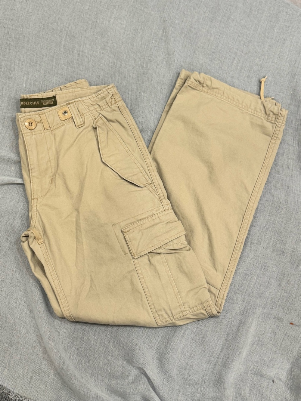 Molecule Men's Beige Cargo Pants with Utility Pockets Sz. S Gorpcore Army